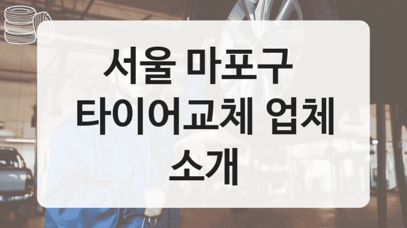 서울 마포구 
타이어교체 업체 소개